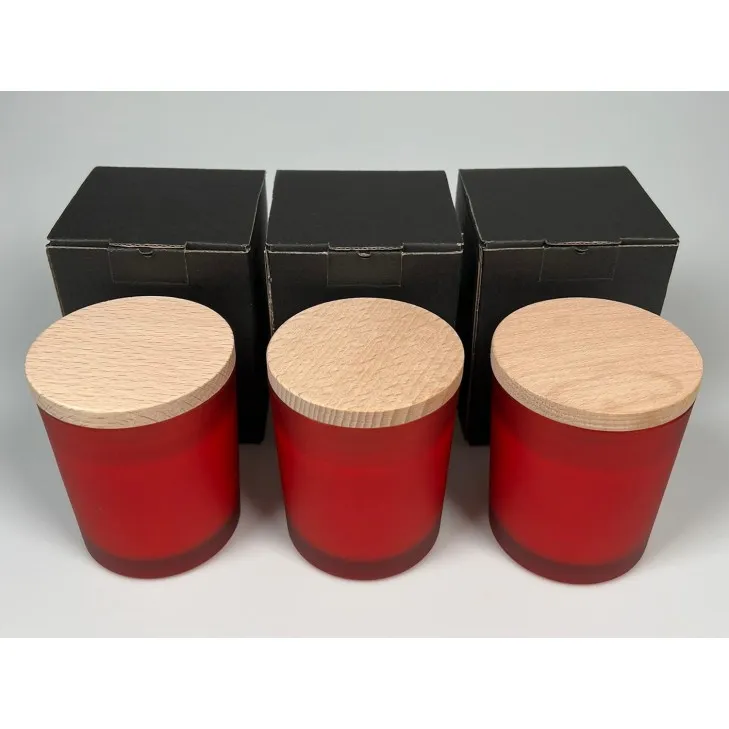 Świeca sojowa zapachowa w szkle czerwonym - bawełniany knot 245 ml